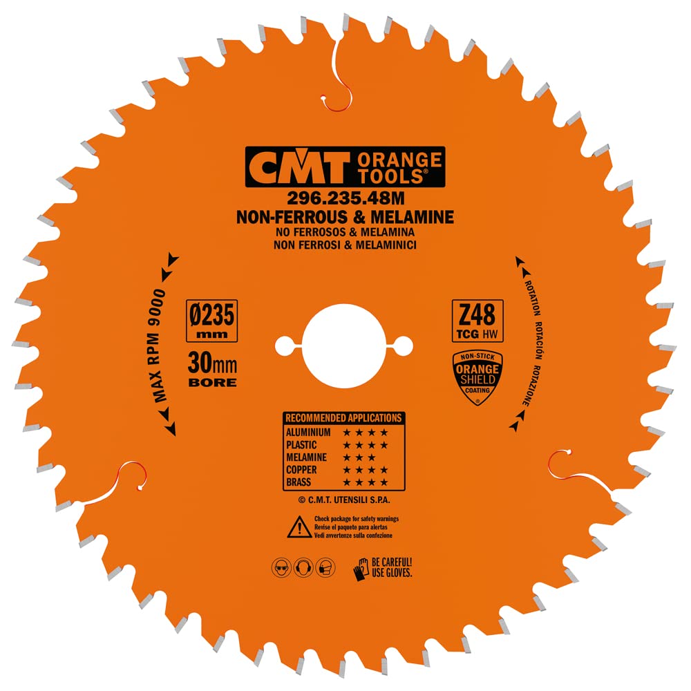 CMT Orange Tools 296.235.48M – Non-Metal/Laminate Saw Blade235X2.8X30 Z48 Hwg