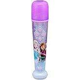 eKids Disney Frozen Karaoke Microphone for Kids, Bluetooth Microphone with Echo Effects and Light Show (Frozen)