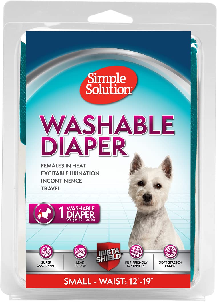 Simple Solution Washable Re-usable Female Dog Diapers, Absorbent with Leak Proof Fit for Excitable Urination, females in heat or Incontinence - 1 x Small Dog Diaper