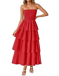ZESICA Women‘s Summer Boho Strapless Maxi Dress