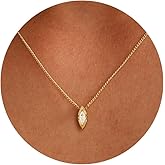 HLJEO Gold Necklace for Women, 14k Gold Plated Cubic Zirconia Solitaire Pendant Necklace Waterproof Formal Necklaces for Wome