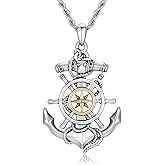 Cuoka Viking Anchor Pendant Necklace - S925 Sterling Silver Nautical Jewelry with Pirate Rope or Compass Oxidation Vintage Retro Sailor Amulet for Men & Women Perfect for Boat Lovers Maritime Enthusiasts Nautical-themed Gifts Seafarer Jewelry Ocean Adventure Accessories Coastal Style Sailing Enthusiasts Maritime Fashion