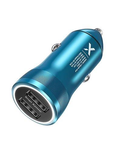 Xcentz Car Charger, Mini Metal 2-USB 24W Car Charger