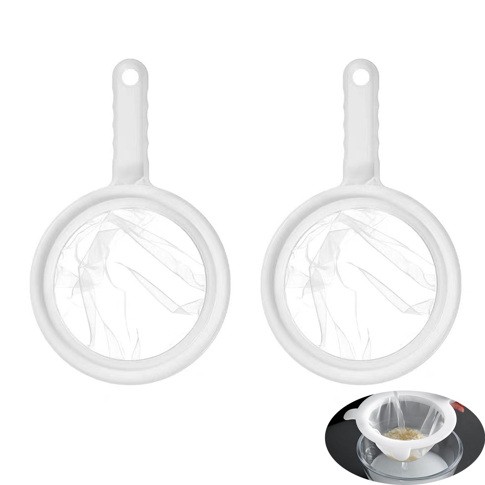 2pcs Fine Sieve Tea Strainer Fine Mesh Fine Mesh Strainer Reusable Kitchen Sieve Strainer for Soy Milk/Juice/Tea Coffee/Nut Milk (200 and 400 Mesh)