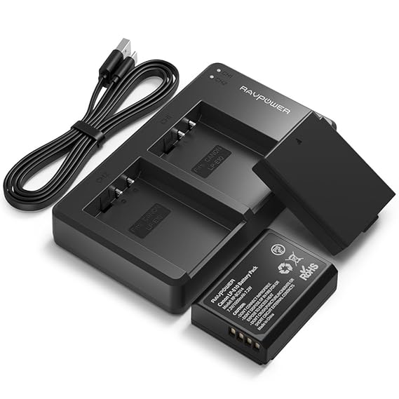 LP-E10 RAVPower Kamera Akku mit Dual Ladegerät für Canon EOS 1100D 1200D 1300D, EOS Rebel T3 T5 T6 T7, Kiss X50 X70 (2-Pack, 