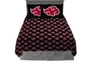 Naruto Akatsuki Anime Bedding Super Soft Microfiber Queen Sheet Set, (Official Licensed Naruto Product) by Franco