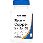 Nutricost Zinc + Copper Capsules (120 Servings)(15MG Zinc + 2MG Copper Per Serving) - Non GMO, Vegetarian