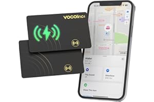 [Apple MFi Certified] VOCOlinc Air Tag Card Rechargeable Wallet Tracker 1.6mm 2 Pack Black, Item Finder Work with Apple Find My APP (iOS Only, Android not Supported),Locator for Luggage, Suitcase, Bag