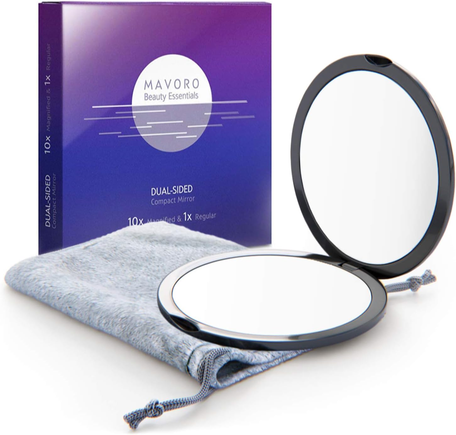 Magnifying Compact Mirror 10X Magnification - 1X Mirror 2-sided, 4 inch Handheld Magnified MakeUp Mirror for Purses And Travel - Pocket Size Small Portable Folding