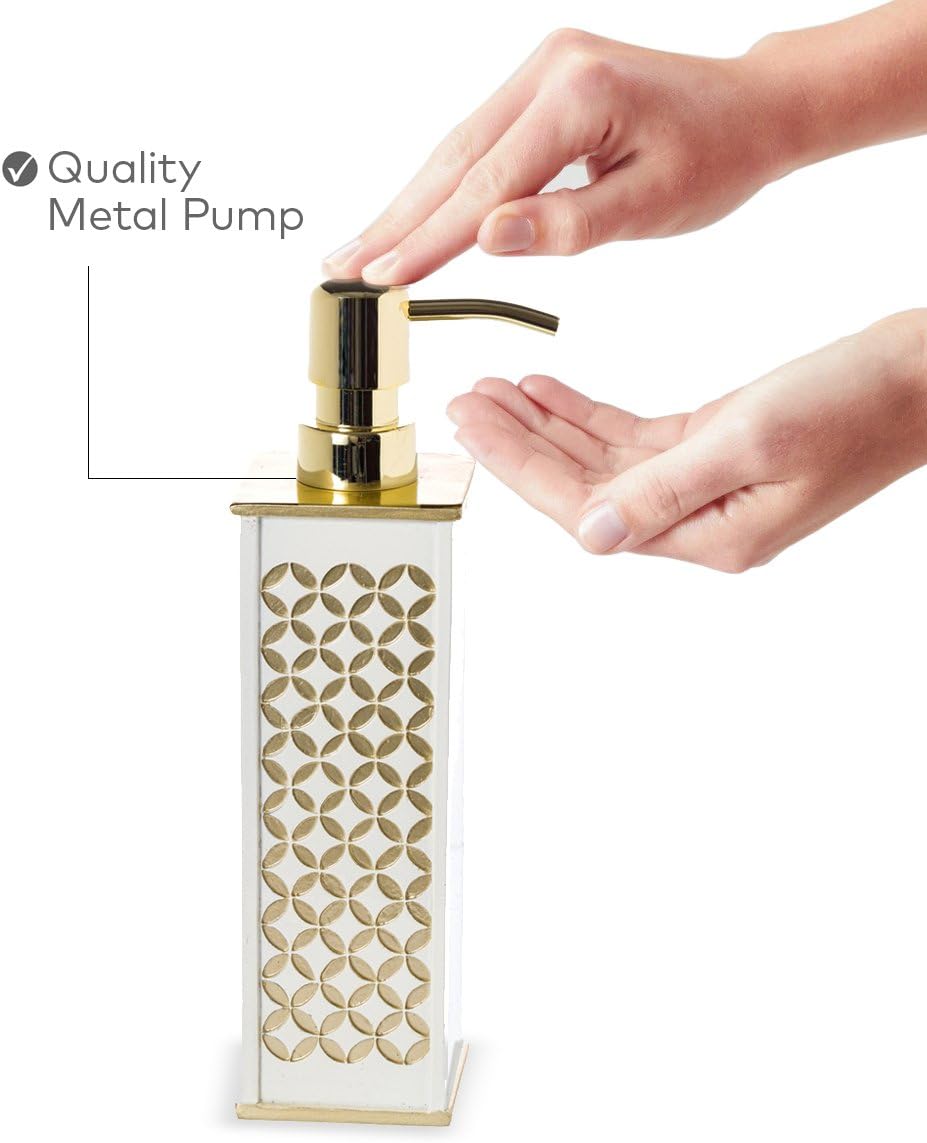 Creative Scents Milano Hand Soap Dispenser, Countertop Decorative Lotion Pump, Shower Dispensers, for Elegant Bathroom Decor, Mother of Pearl: Home & Kitchen