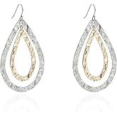 Hammered Textured Teardrop Dangling Earrings for Women, Bohemian Boho Statement Jewelry