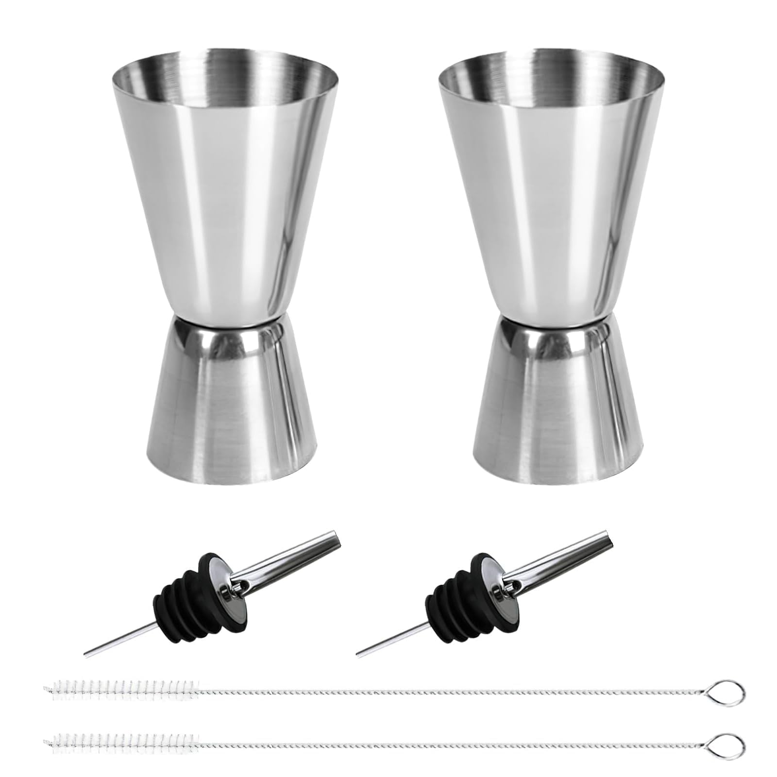 Shot Measure, Spirit Measures 25ml 50ml, Stainless Steel Spirit Measure Durable Shot Measures for Spirits for Bartending Home Bar and Professional Use (2cps（Silver）)