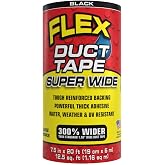 Flex Duct Tape, Super Wide, 7.5 Inches x 20 Feet, Black, Heavy Duty Strong, Multi-Surface, Water, Weather and UV Resistant, Tearable, Perfect for Boxes, No Residue