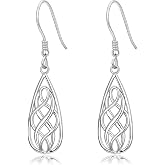 MEDWISE Celtic Earrings 925 Sterling Silver for Women Birthday Christmas | Celtic Knot Dangle Drop Earring Silver/Rose Gold /Gold Hook Earrings Celtic Earrings Gifts for Valentines Mothers Day