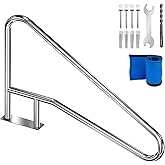 Pool Handrail Swimming 55'' x 32'' Pool Stair Rail Stainless Steel Pool Railing 300Lbs Load Capacity Inground Pool Rails with Grip Cover