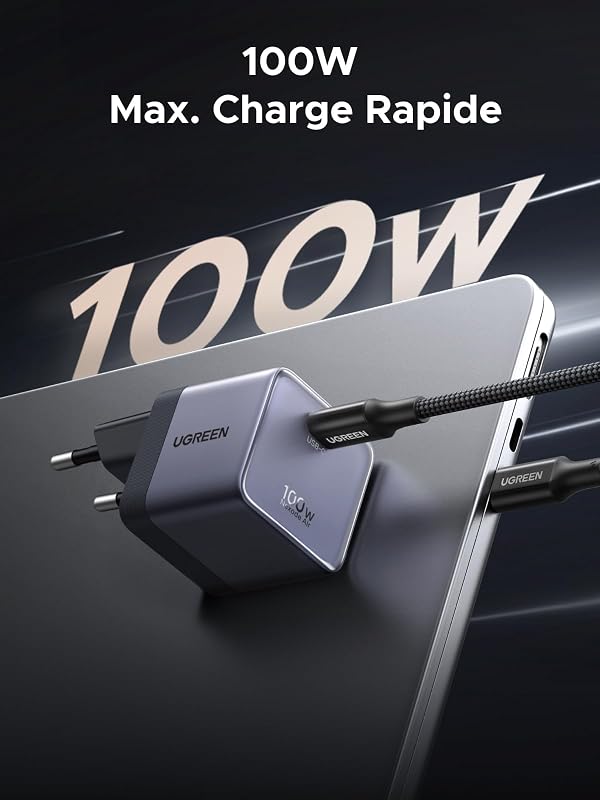 Nexode Air 100W Chargeur USB C Rapide AVS GaN II Tech avec Câble