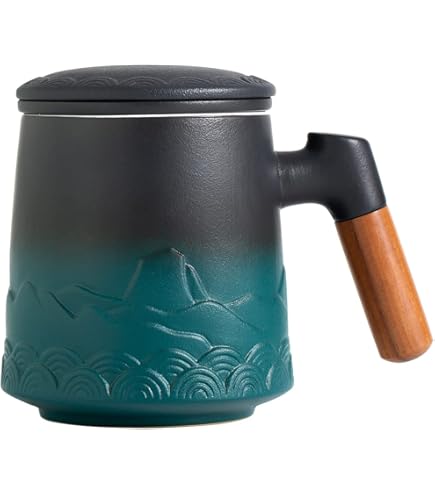 Amazon.com: suyika Tomotime Ceramic Tea Cup with Infuser and Lid