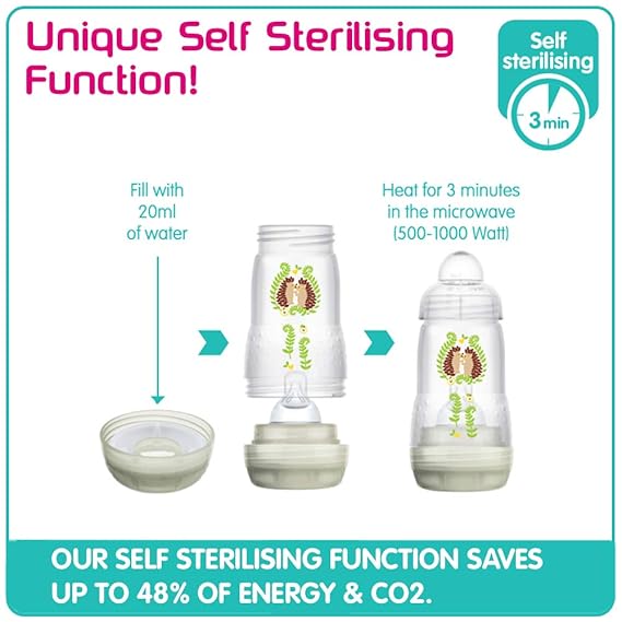 mam anti colic self sterilising bottles
