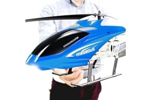 SREJNGL 75CM Remote Control Helicopter, One Key Take Off/Landing, 3.5 Channel, Resistance Crash Stable RC Aircraft, LED Light for Indoor Outdoor to Fly for Kids Beginners(2 Batteries)