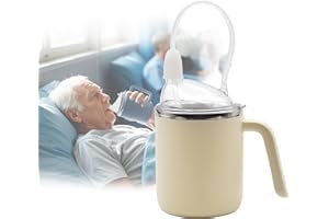 ACUDUDOMA Adult Spill Proof Cup for Elderly, 3 in 1 Stainless Steel Sippy Cup with 2 Straw and 2 Spouts, Suitable for Seniors Disabled Patients Limited Mobility, 15 OZ