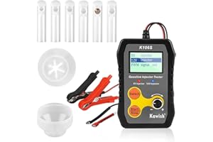 KAWISH Universal Fuel Injector Tester and Cleaner Tool, DIY Cleaning Tool Kit for PWM, Adjustable Pulse Width Freq & Count, Two Injectors Test Simultaneously with 5 Modes, 6 Size Cleaning Adapters