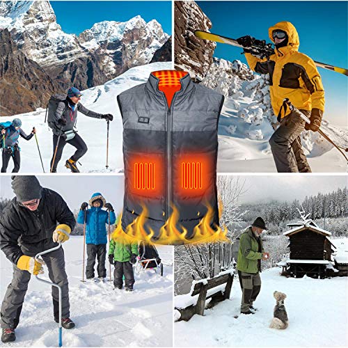 Heated Vest for Men Women Electric Heating Vests Warm Heat Jacket Carbon Fiber Heating Dual-Switch Body Warmer Adult Lightweight Winter Thermal Vest Washable Outdoor Hiking Fishing Skiing (L, Black)