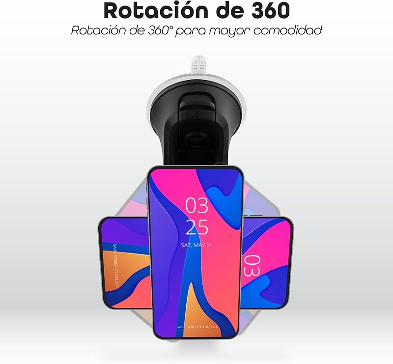 Suporte para Telemóvel Magnético Sora, 6 ímanes potentes – Braço ajustável – Rotação de 360° – Ventosa 2 em 1 – Acabamento em carbono – Preto