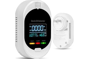 HUIDEONNE 4-in-1 Carbon Monoxide Detectors,Plug in Combustible Gas Detector,Natural Gas & Co Gas Alarm Detectors with Temperature Humidity Display,Clear LCD Screen Sound Light Dual Alarm for Home RV Travel