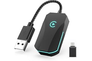 DEERDANCE Wireless CarPlay Adapter, 2025 Upgraded Dual-Band (2.4GHz/5GHz) WiFi, Converts Wired to Wireless CarPlay, More Stable & Auto-Connect, Plug & Play for OEM Wired CarPlay Cars & iPhone iOS 10+ (Black).