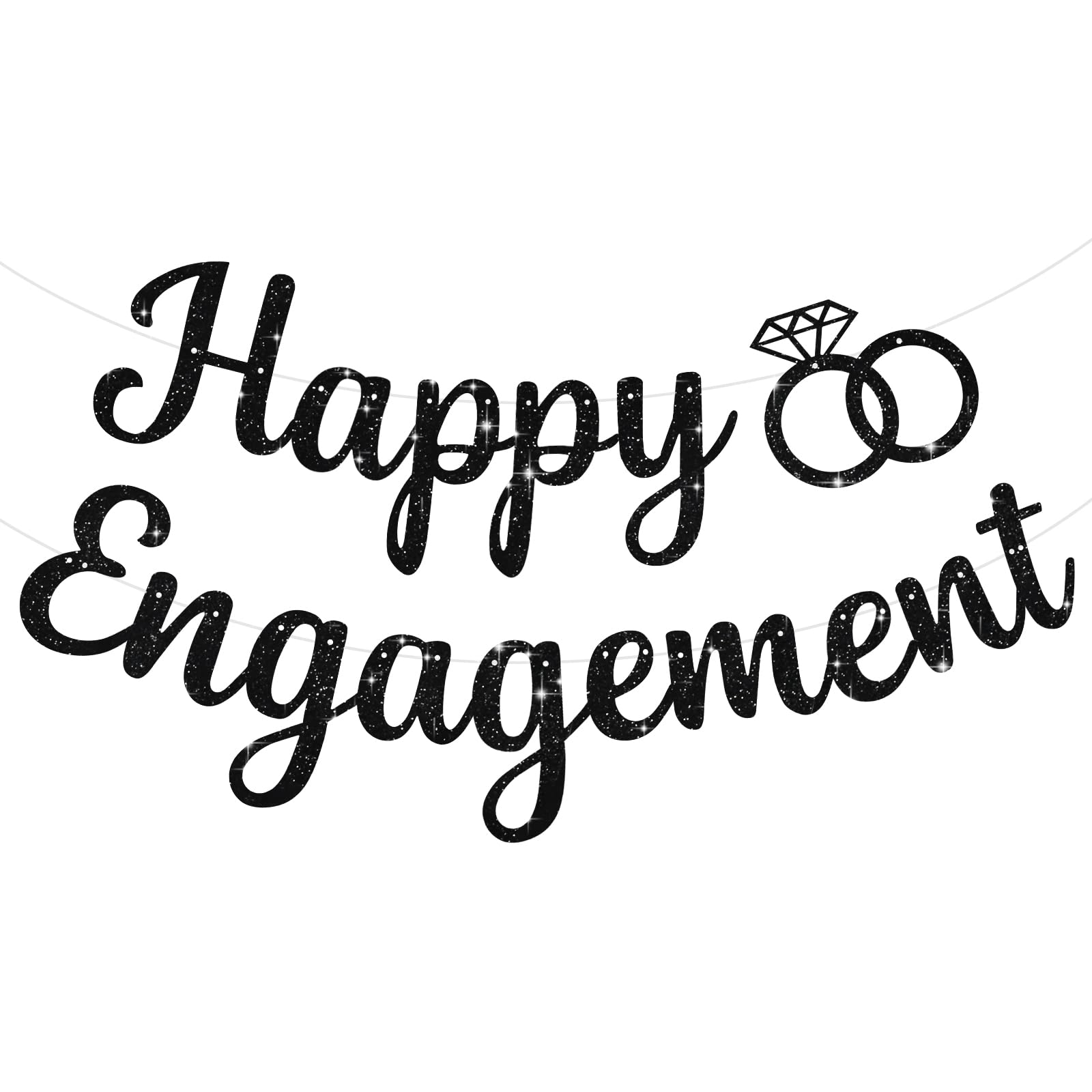 Photo 1 of BEISHIDA Glitter Happy Engagement Banner-No DIY, Engagement Party Decorations, wedding Banners?Black?