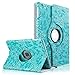 iPad Air Case,ULAK Synthetic Leather Case Cover for Apple iPad Air iPad 5 (2013 Model) With Inbuilt 360 Rotating Stand and Automatic Wake/Sleep Function (Aqua Blue Flower)