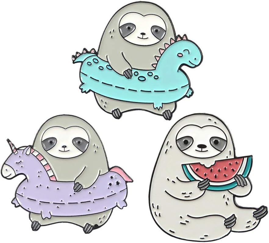 3pcs Sloth Pin Funny Pin Cartoon Pins Pretty Lapels In Pin Enamel for Women Girls Lazy Decoration
