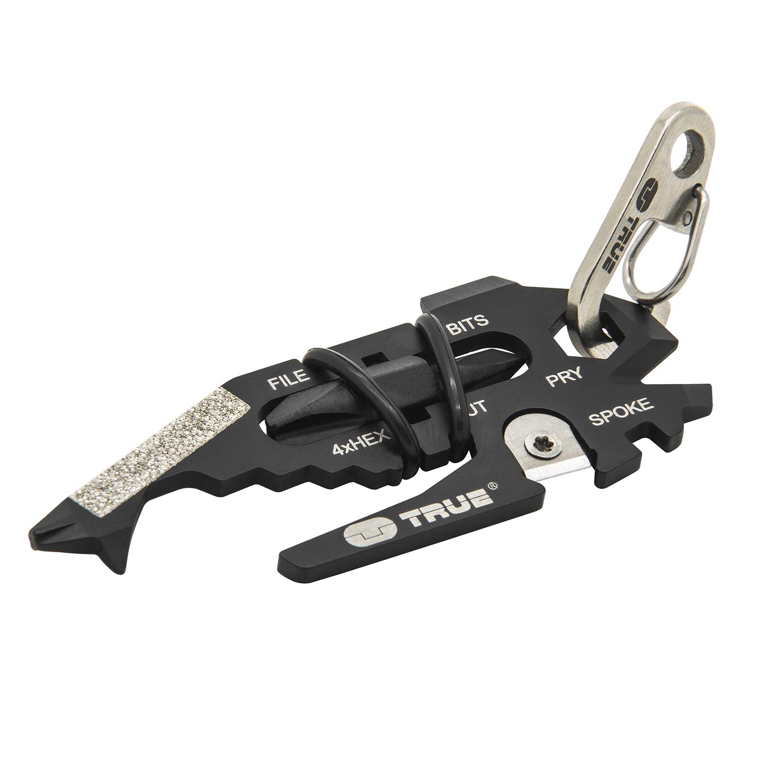 True Utility FishFace 18 In 1 Keyring Multi Tool Pocket Gadget: 18 Pocket Tools In 1 Keyring Pen, Multi Use EDC Key Ring Multitool With Box Cutter Knife, 6 Screwdriver Heads 4 Wrenches & Bottle Opener