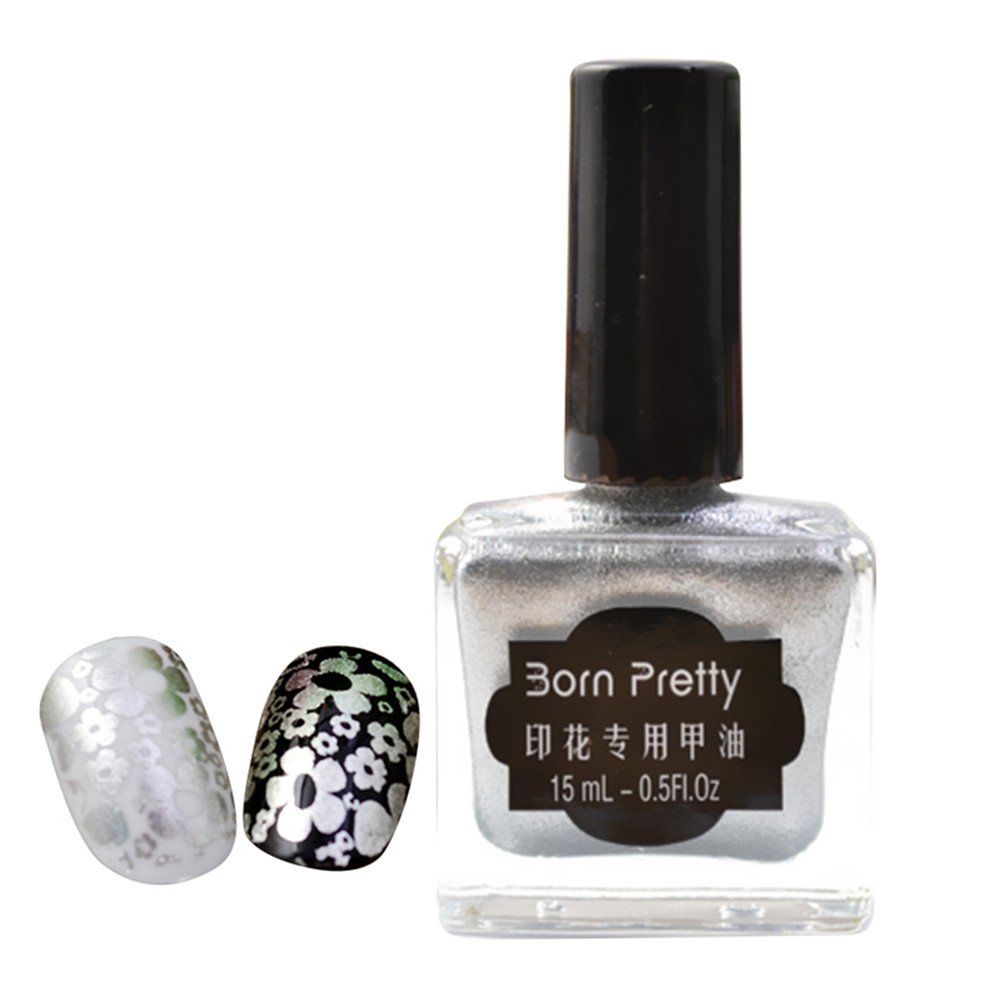Born Pretty 15ml Nail Art Stamping Polish Silver Nail Polish 2#