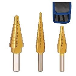 WORTURE Step Drill Bits, 3PCS Titanium High Speed
