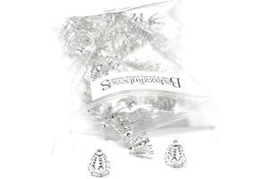 BEDAZZLINBEADS 100 Big 12mm Plated Brass Bell Bead End Cap Charm Settings with Loop Ring & 7 Legs (Silver Plated)
