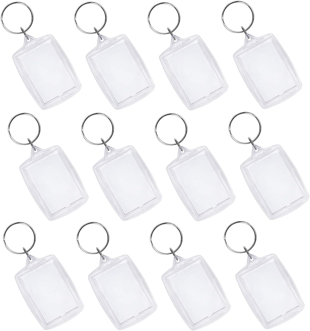 Blank Photo Keyring JUYOO Double Sided Blank Insert Photo Keychain, Acrylic Clear Picture Frame Keyring with Split Ring