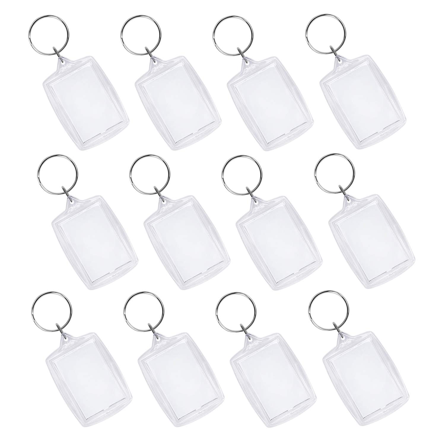 Blank Photo Keyring JUYOO Double Sided Blank Insert Photo Keychain, Acrylic Clear Picture Frame Keyring with Split Ring, Personalised Craft Supplies for Family Friend Photo Crafting Gift, 1 Style