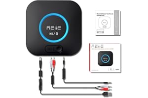 REIIE Audio Bluetooth Receiver,HiFi Wireless Audio Adapter,Bluetooth 4.2 Receiver with 3D Surround AptX Low Latency for Home and Car Music Stereo Streaming (Pair 2 at Once)