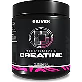 Driven Nutrition Micronized Creatine Monohydrate Powder – 500g | Pure, Unflavored, 5g Per Serving | Muscle Strength, Power, Endurance & Recovery Supplement