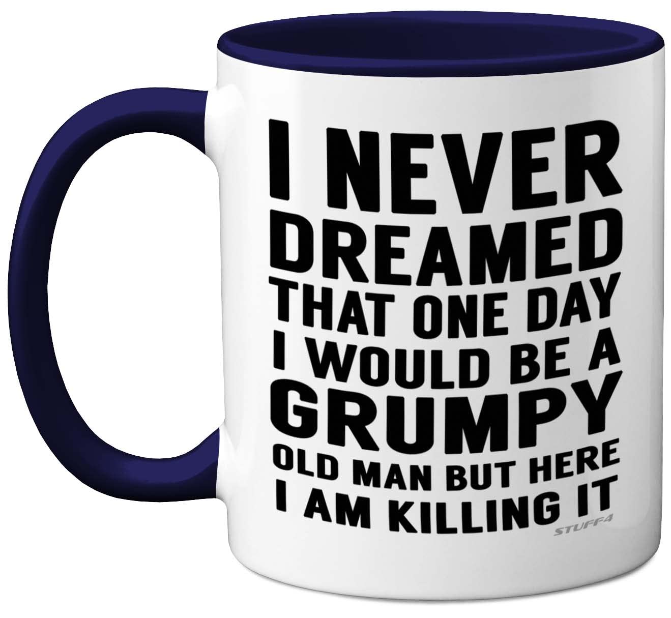 Stuff4 Grumpy Old Man Mug, Grandad Gifts, Dad, Father’s Day or Christmas Novelty Mug, Funny Gifts, Perfect Birthday Present, Funny for Men, 11oz Navy Blue Ceramic Dishwasher Safe
