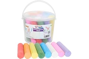 Colorations Washable Sidewalk Chalk in Storage Bucket, 20 Pieces, 8 Assorted Colors, Driveway Chalk for Kids, Oudoor Chalk, Kids Dustless Chalk, Homeschool, Home School Use