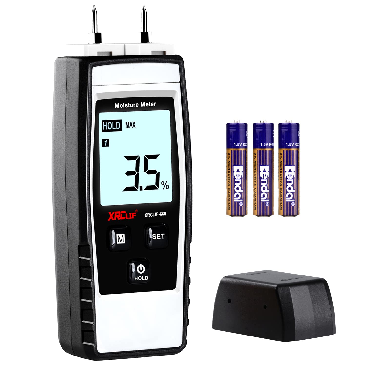 Wood Moisture Meter, Moisture Meter for Logs/Firewood/Walls/Floors, XRCLIF Damp Meter for Plaster Walls, Damp Detector/Wood Moisture Tester - Gray