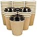 OzBSP Premium Disposable Paper Coffee Cups with Lids 12 oz - 100 Pack | Stylish Ripple Wall Design | Double Wall Insulated Hot Cups To Go | No Sleeve Required | Perfect for Office Parties Home Travel