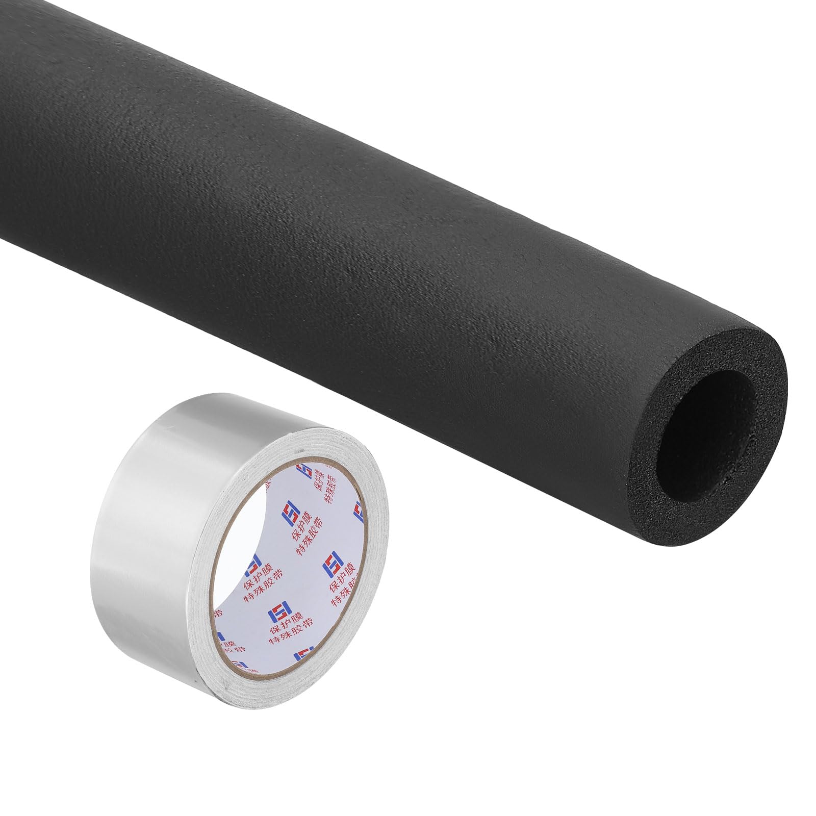 PATIKIL 1"(25mm) ID x 6Ft Pipe Insulation Foam Tube Set, Pipe Cover Wrap Roll Bar Padding Tubing with Aluminum Foil for Handle Grip HVAC Outdoor Air Conditioner Units