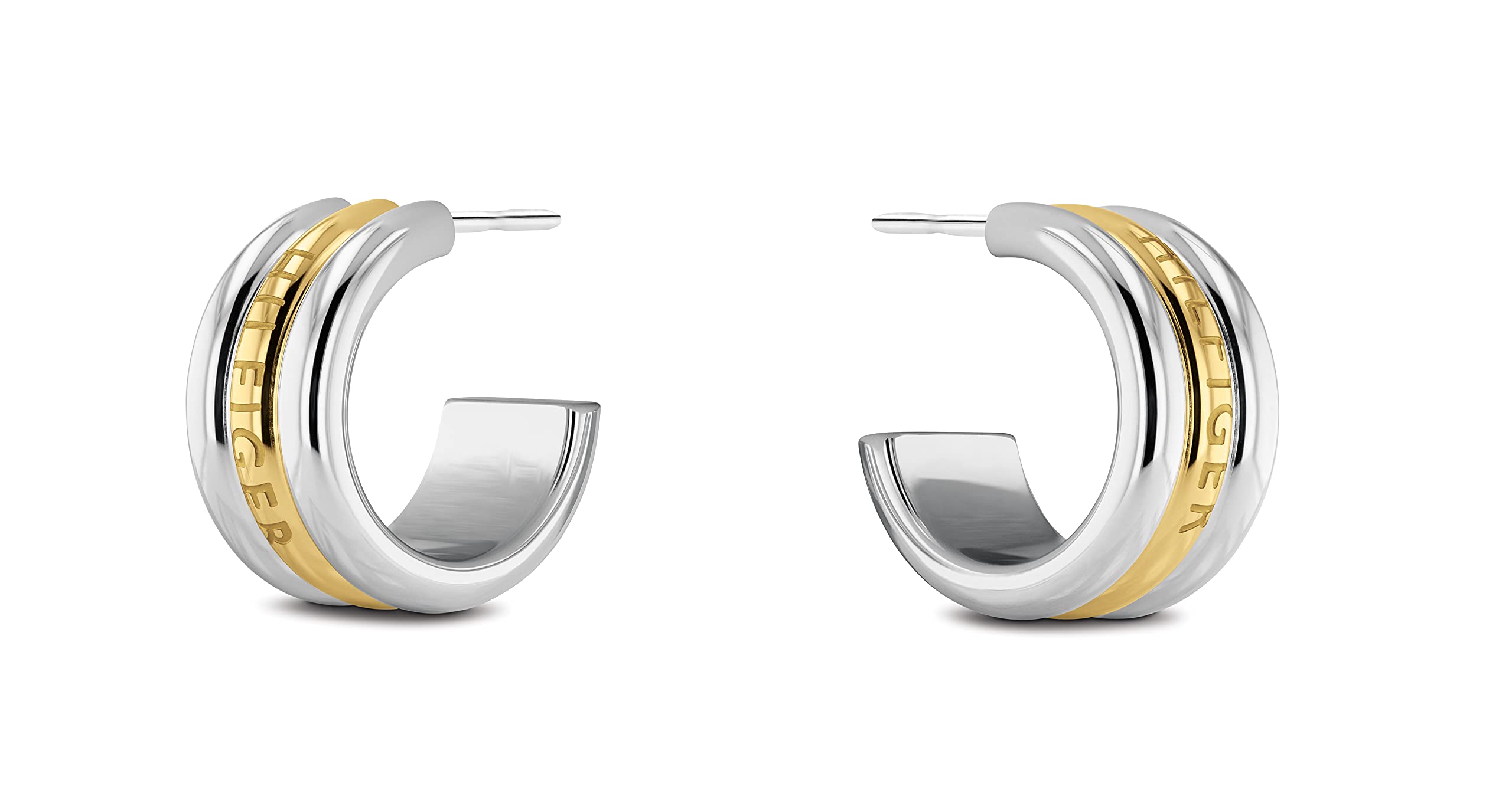 Tommy Hilfiger Jewelry Women's Stainless Steel Hoop Earrings Two-Tone - 2780542