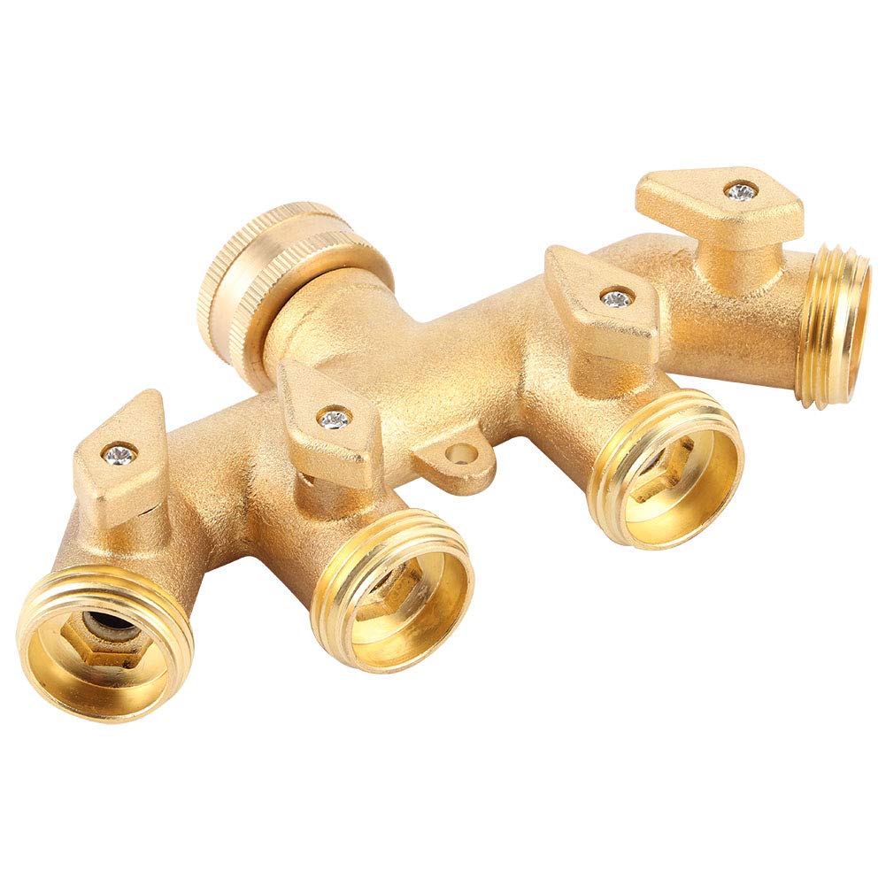 Atyhao Brass Garden 4-Way Hose Splitter Hose Adapter Ball Valve Water Faucet Valve Connector Hose Connectors Accessories Parts