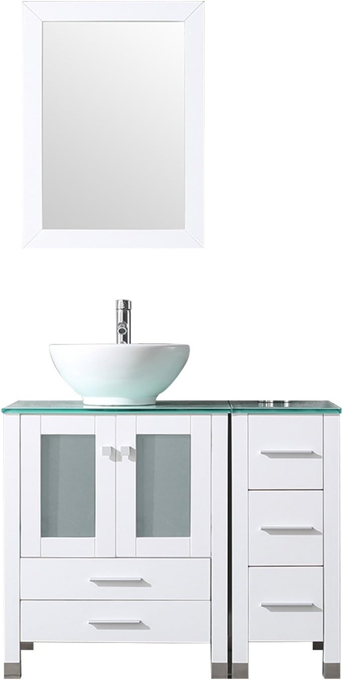 Amazoncom Sliverylake Bathroom Vanity Top Single Ceramic Vessel Sink Cabinet Mdf Wood W Mirror 36 Amazoncom Sliverylake Bathroom Vanity Top Single Ceramic Vessel Sink Cabinet Mdf Wood W Mirror 36