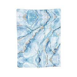 Perinsto White Blue Marble Throw Blanket Ultra Soft