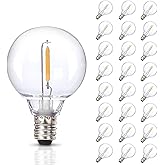 Sdduenled 25pack G40 LED Replacement Light Bulbs E12 Screw Base Shatterproof Globe Bulbs for Outdoor String Lights 120V 0.6W Dimmable Edison Light Bulbs for Patio Decor, 2700K Warm White